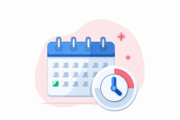 Digital calendar with clock icons representing online booking